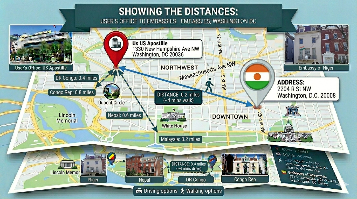 Map of Niger Embassy Legalization & Authentication Services